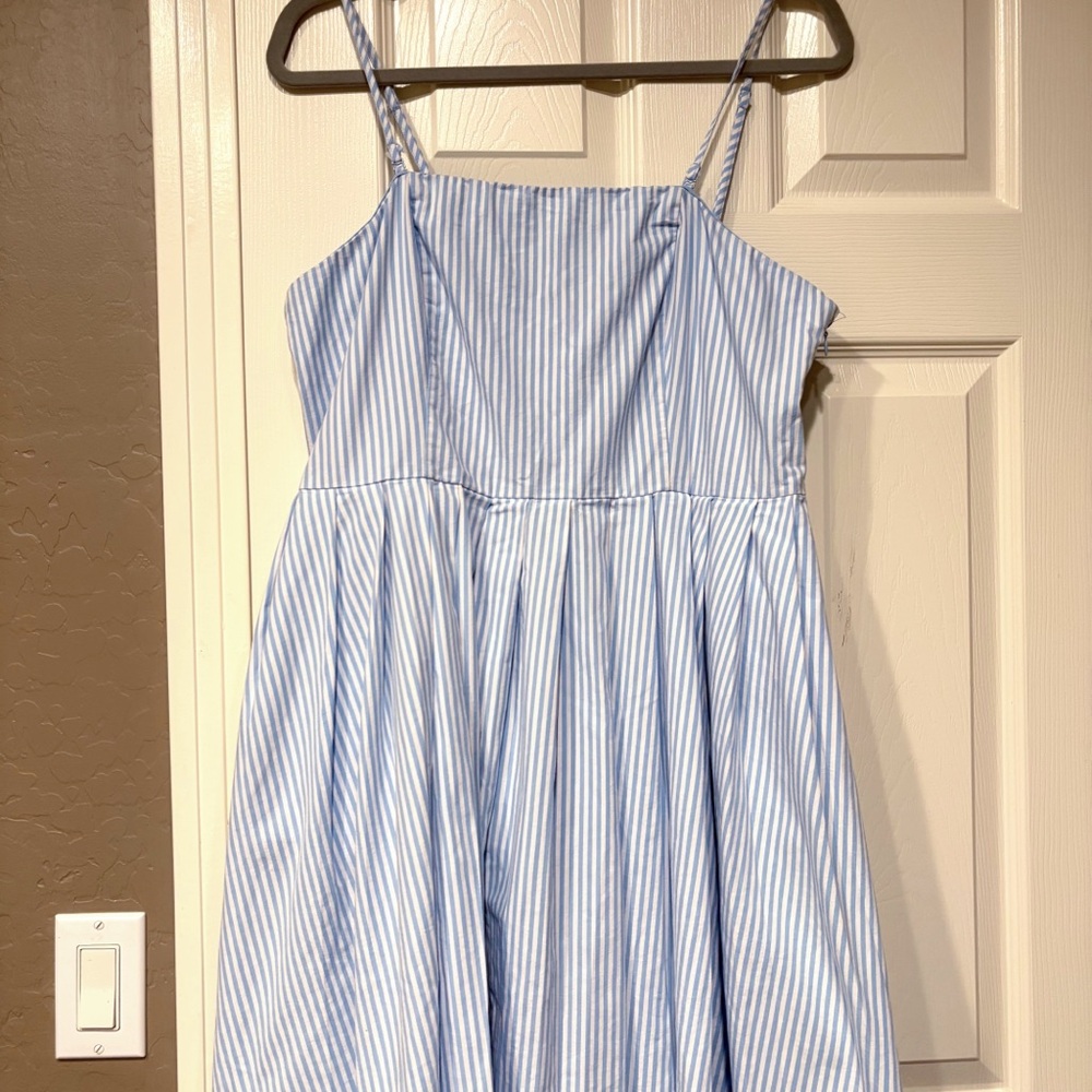 A NEW DAY Blue White Striped Bandeau Dress Size 14 Picnic Summer Coastal Chic